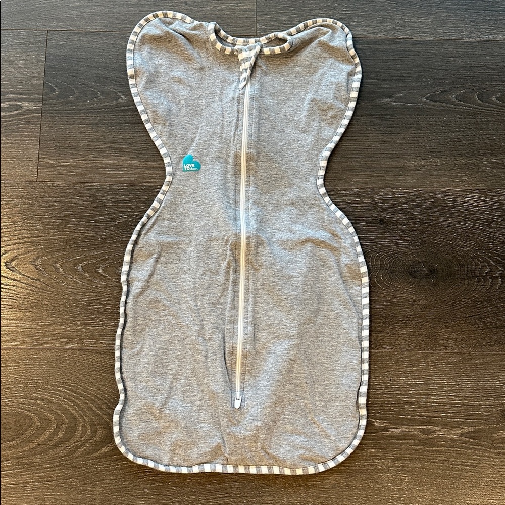 Love to Dream Gray Swaddle Sack with Striped Trim